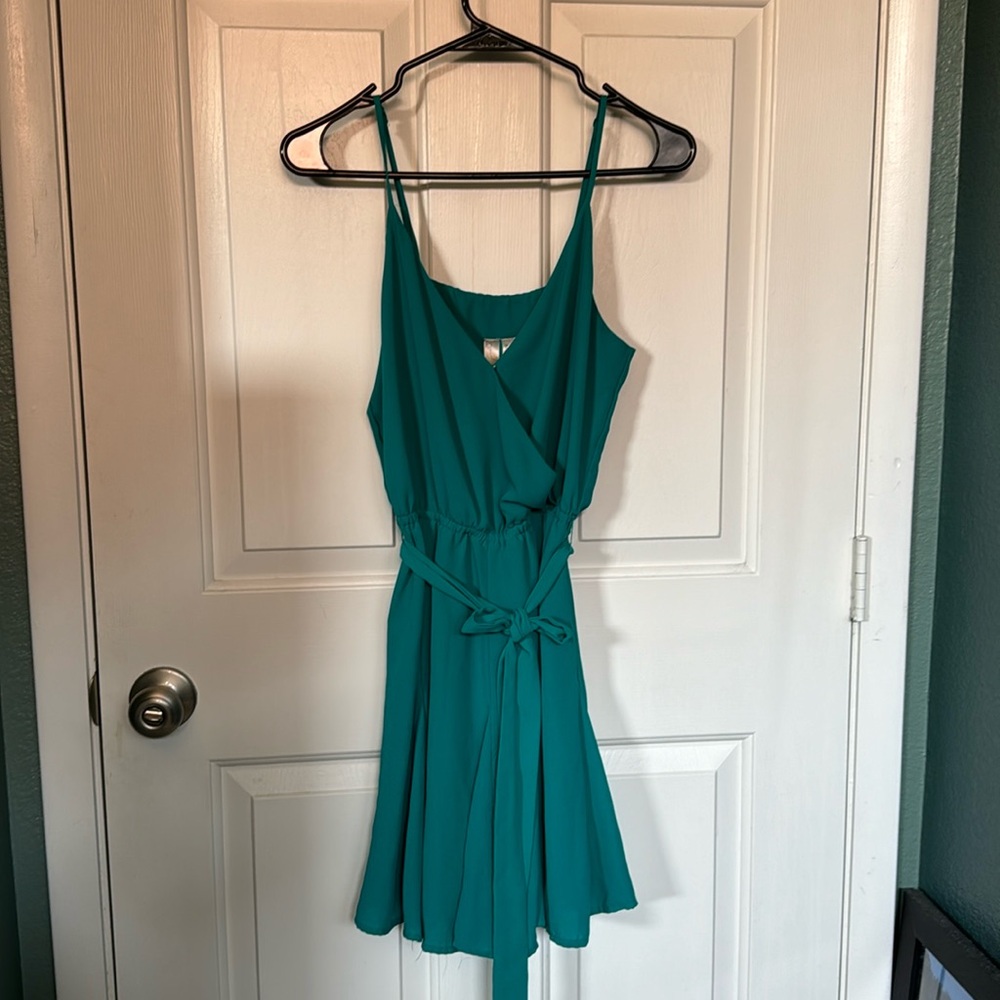 Teal fit n flare flowy dress